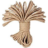 LUOOV - Cuerda 100% natural de cáñamo- 6 mm de grosor- soga fuerte de yute- cuerda para camping- jardines- barcos…